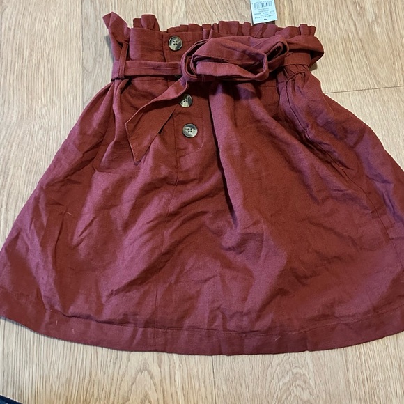 American Eagle Outfitters Maroon/rust Skirt Button-Up removable belt - Picture 4 of 7